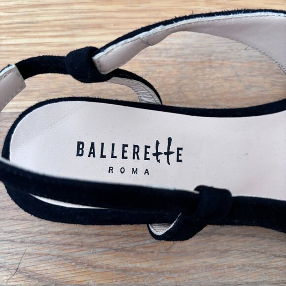 Ballerete Black Suede Square Toe Slingback Ballet Flats - Picture 10 of 12